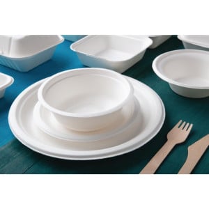 Assiettes en Bagasse Compostables 26 cm - Lot de 50  - Fiesta Green - Fourniresto