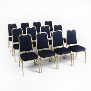 Blauwe Banketstoelen Met Vierkante Rugleuning - Set Van 4 - Bolero - Fourniresto