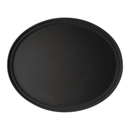 Oval Fiberglass Non-Slip Camtread Black Service Tray - Cambro - Fourniresto