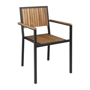 Stoelen van staal en acacia - Set van 4 - Bolero - Fourniresto