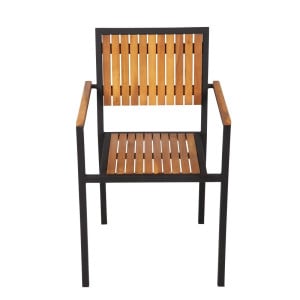 Steel and Acacia Chairs - Set of 4 - Bolero - Fourniresto