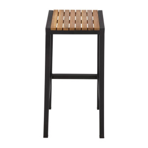 Barstoelen van staal en acacia - Set van 2 - Bolero - Fourniresto