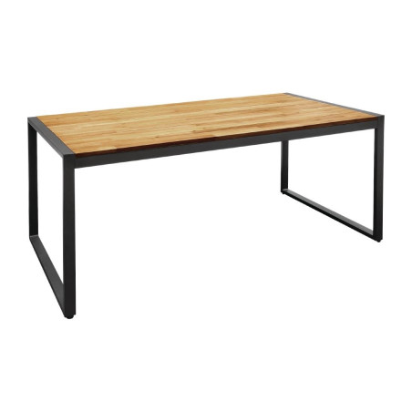 Rechthoekige industriële tafel van staal en acacia 180 cm - Bolero - Fourniresto