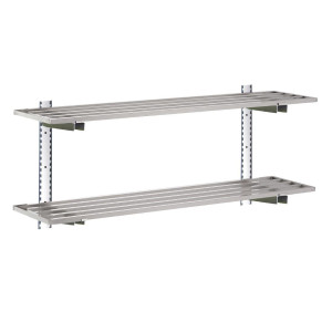 Wandregal aus Edelstahl mit Aussparungen - L 1800 x 400mm - Gastro M