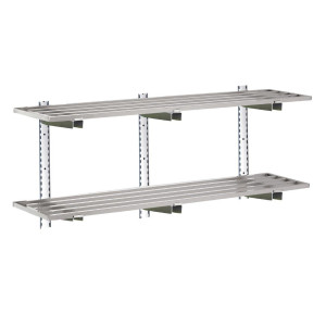 Wandregal aus Edelstahl mit Aussparungen - L 1800 x 400mm - Gastro M