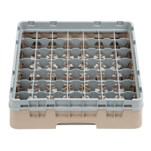 Glazenrek met 49 compartimenten Camrack Beige - L 500 x B 500mm - Cambro