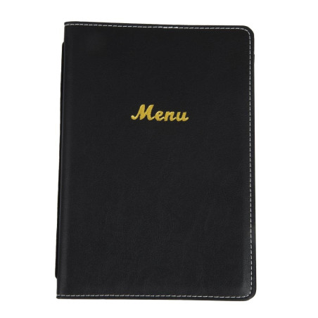 Protective Menu in Black Faux Leather A5 - Olympia - Fourniresto