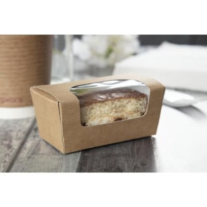 Rectangular Kraft Compostable Cake Boxes with Window - Pack of 500 - Colpac