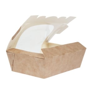 Saladebakjes van Kraft, recyclebaar met acetaatvenster - 825 ml - Set van 200 - Colpac