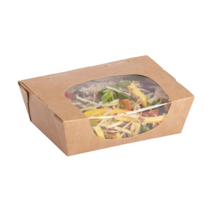 Barquettes À Salade Kraft Recyclables avec Fenêtre Acétate - 825ml - Lot de 200 - Colpac