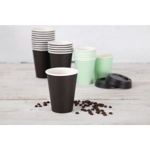 Disposable Black Hot Drink Cups 340ml - Pack of 50 - Fiesta