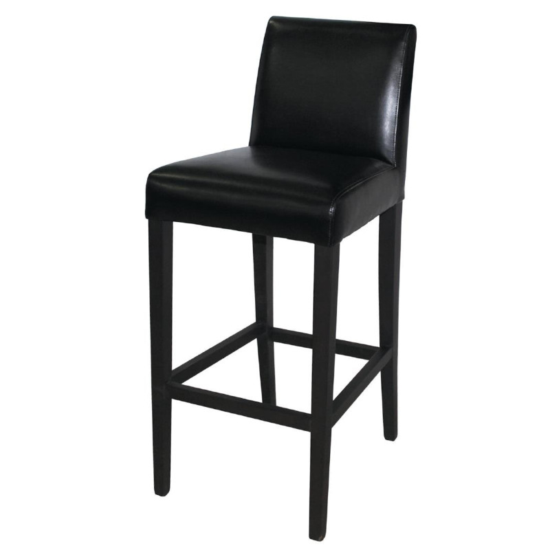 Tabouret De Bar Haut Avec Dossier En Simili Cuir - Noir - Bolero - Fourniresto