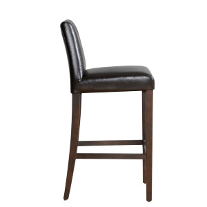 Tabouret De Bar Haut Avec Dossier En Simili Cuir - Marron Foncé - Bolero - Fourniresto