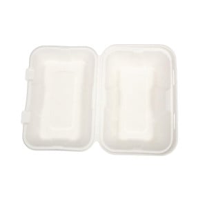 Mahlzeitboxen aus Bagasse mit Scharnierdeckel - L 228mm - Packung mit 200 - Vegware