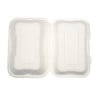 Meal Boxes in Bagasse with Hinged Lid - L 228mm - Pack of 200 - Vegware