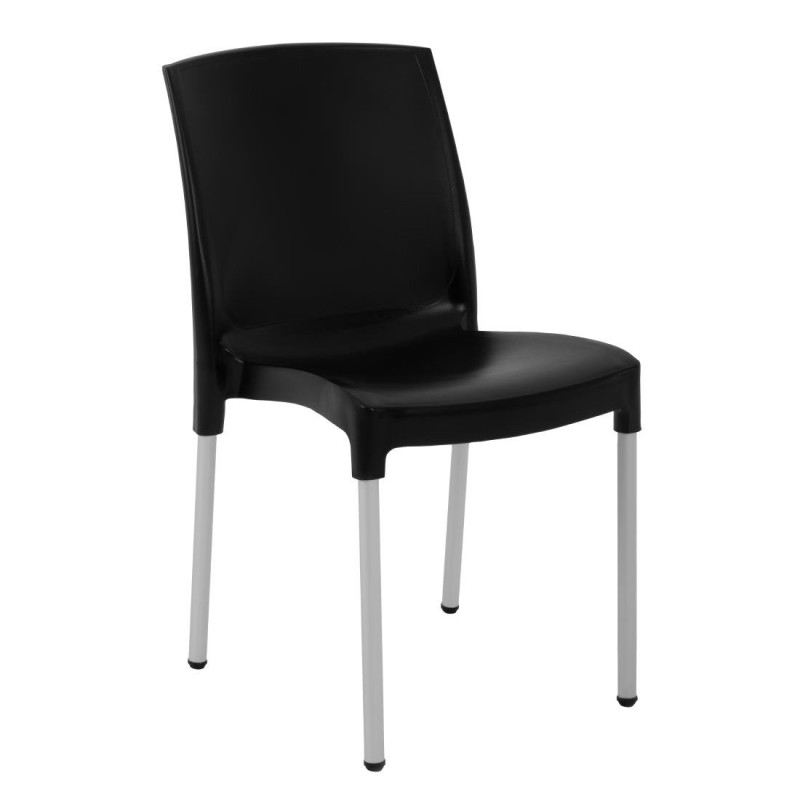 Stackable black bistro chairs - Set of 4 - Bolero