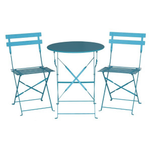 Round steel terrace table - turquoise blue - 595mm - Bolero - Fourniresto