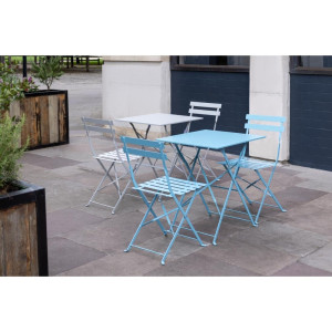 Square steel terrace table - turquoise blue - 600mm - Bolero - Fourniresto