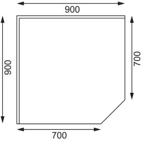 Ecktisch aus Edelstahl-L 900 x 700mm - Vogue