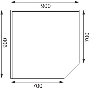 Hoektafel van roestvrij staal L 900 x 700mm - Vogue