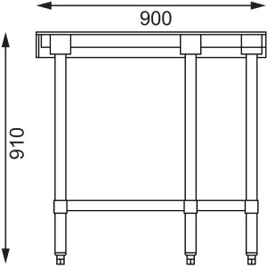 Hoektafel van roestvrij staal L 900 x 700mm - Vogue