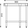 Ecktisch aus Edelstahl-L 900 x 700mm - Vogue