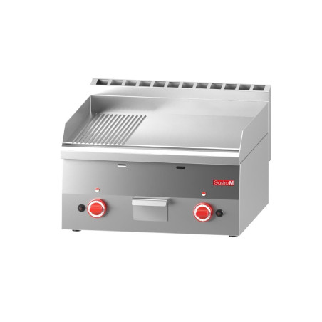Plancha Gasplatte Halbglatt Halbrilliert- L 600 x T 600mm - Gastro M