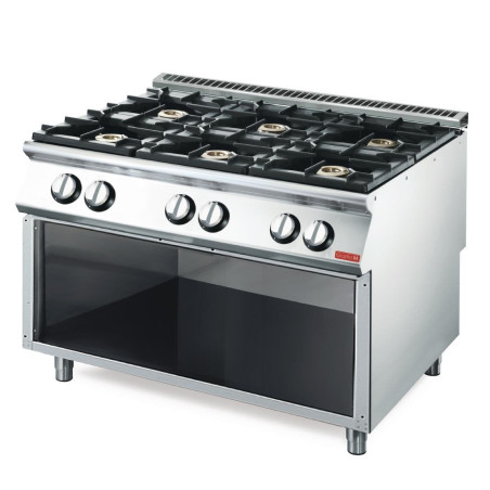 Fornuis Gas 6 Sterke Brander 700 Op Open Kast - Gastro M