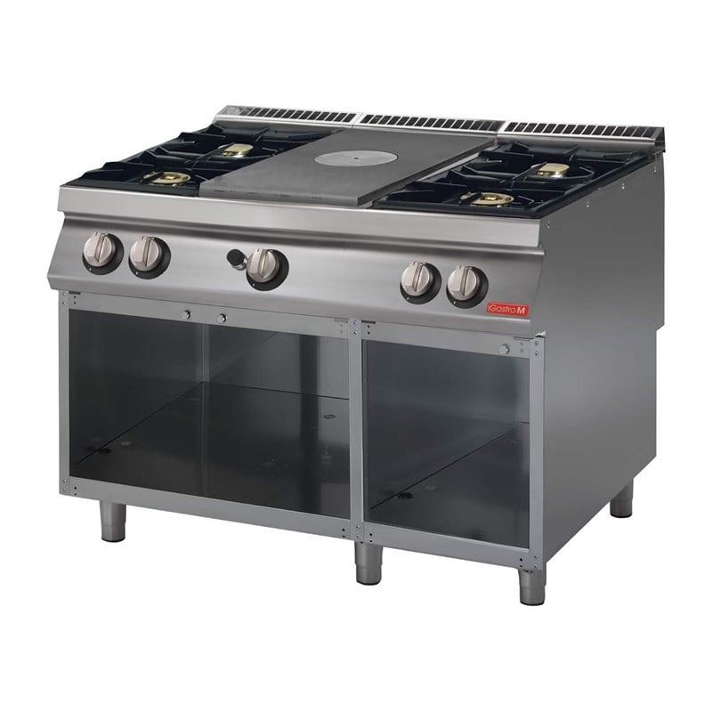Plaque Gasfornuis 700 Met 4 Branders Op Open Kast - Gastro M Plaque Gasfornuis 700 Met 4 Branders Op Open Kast - Gastro M