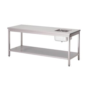 Chef's Table Stainless Steel with Lower Shelf - L 2000 x W 700 mm - Gastro M