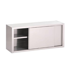 Wandschrank aus Edelstahl mit Schiebetüren - B 1600 x T 400 mm - Gastro M