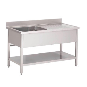 Stainless Steel Sink With Lower Shelf 1 Left Basin-L 1200 x D 700 mm - Gastro M
