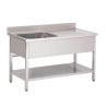 Stainless Steel Sink With Lower Shelf 1 Basin Left-L 1200 x D 700 mm - Gastro M