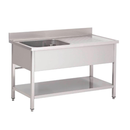 Edelstahlspüle mit unterem Regal 1 Becken links-L 1600 x T 700mm - Gastro M