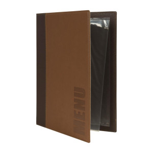 Contemporary A4 Light Brown Menu Cover - Securit - Fourniresto