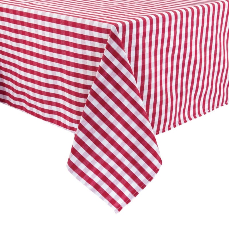 Rote karierte quadratische Tischdecke aus Polyester 1780 x 1780mm - Mitre Essentials - Fourniresto Rote karierte quadratische Tischdecke aus Polyester 1780 x 1780mm - Mitre Essentials - Fourniresto