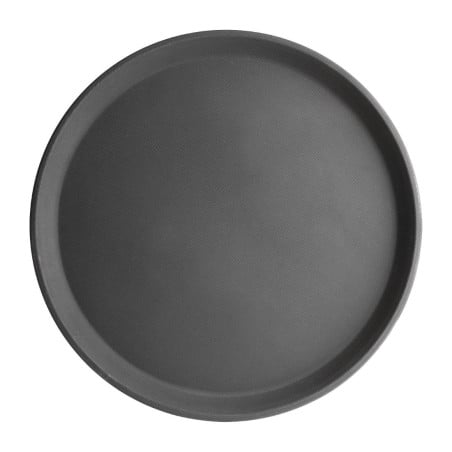 Non-slip round black fiberglass tray 356mm - Olympia KRISTALLON - Fourniresto