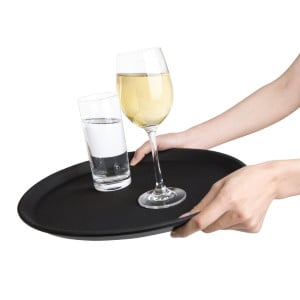 Non-slip round black fiberglass tray 356mm - Olympia KRISTALLON - Fourniresto