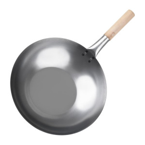 Wok van mild staal - 35,6 cm - Vogue - Fourniresto