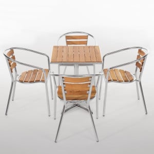 Stoelen Hout en Aluminium - Set van 4 - Bolero - Fourniresto