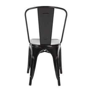 Chaises Bistro Empilable en Acier - Noir - Lot de 4 - Bolero