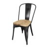 Black Steel Chair with Wooden Seat - Set of 4 - Bolero