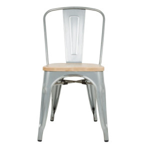 Steel Chairs with Wooden Seat - Set of 4 - Bolero