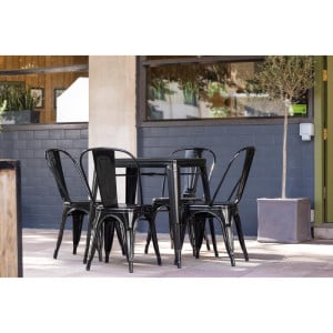 Square Black Steel Bistro Table - W 668 x D 668 mm - Bolero