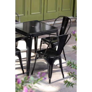 Bistro-Quadrattisch aus schwarzem Stahl - L 668 x T 668 mm - Bolero