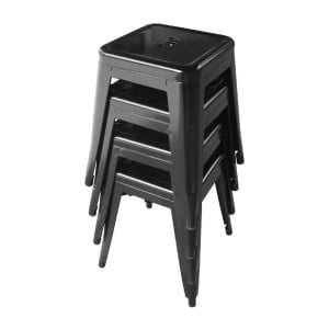 Black Steel Low Stools - Set of 4 - Bolero