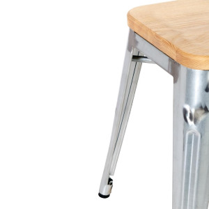 Stalen Bistro Krukken met Houten Zitting - Set van 4 - Bolero