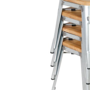 Stalen Bistro Krukken met Houten Zitting - Set van 4 - Bolero