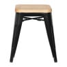 Niedrige Bistrohocker aus schwarzem Stahl mit Holzsitz - 4er-Set - Bolero