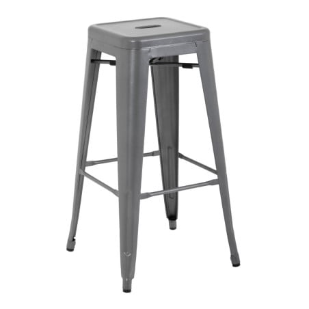 High Galvanized Steel Metallic Grey Stools - Set of 4 - Bolero